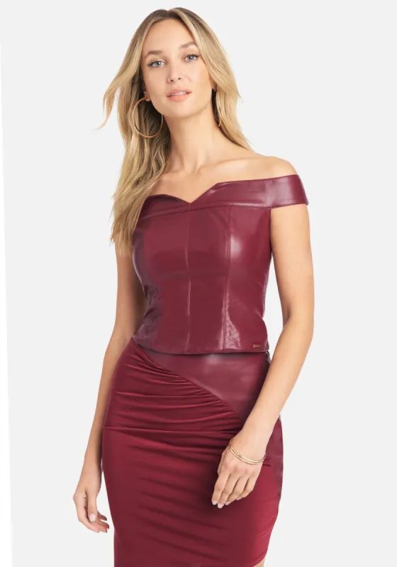 Vegan Leather Off Shoulder Top sold by Bebe