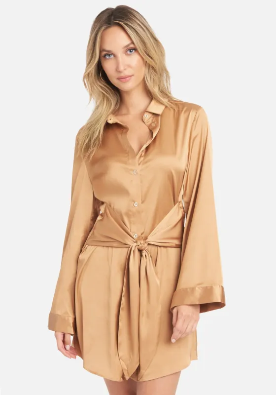 Charmeuse Shirt Dress sold by Bebe