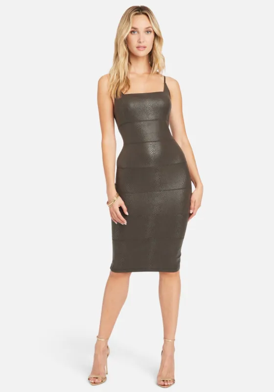 Vegan Leather Midi Dress made by Bebe