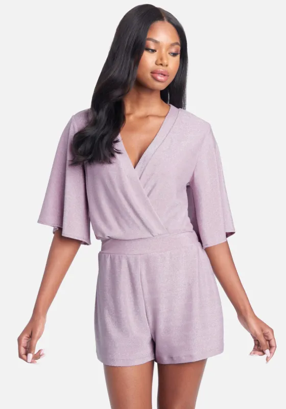 Flutter Sleeve Metallic Romper sold by Bebe
