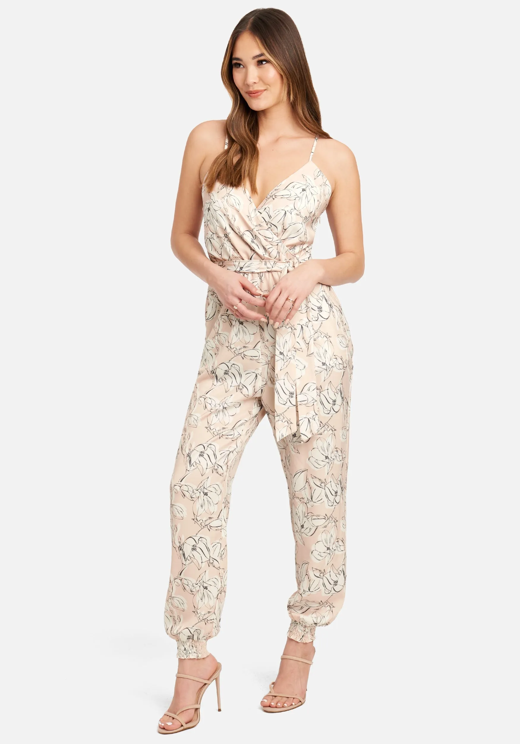 Printed Satin Wrap Top Jumpsuit sold by Bebe product image thumbnail 2