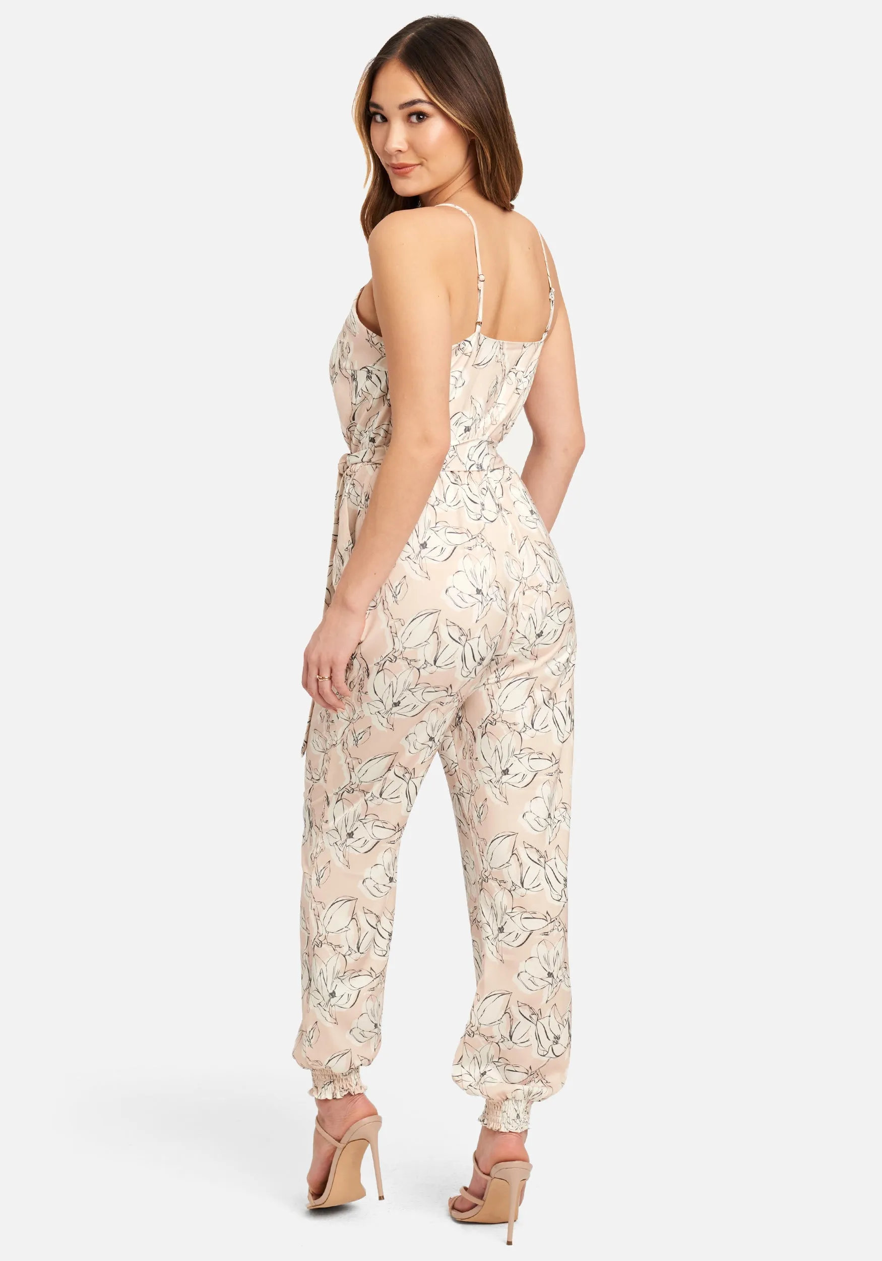 Printed Satin Wrap Top Jumpsuit sold by Bebe product image thumbnail 3