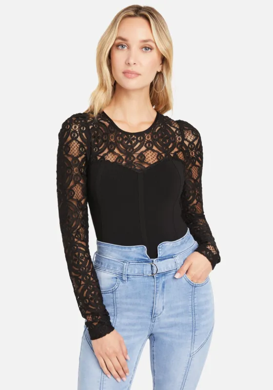 Lace Bustier Illusion Sweater sold by Bebe