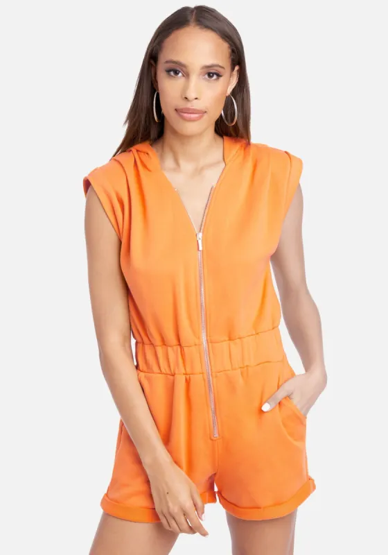 Sleeveless Bold Shoulder Hoodie Romper sold by Bebe