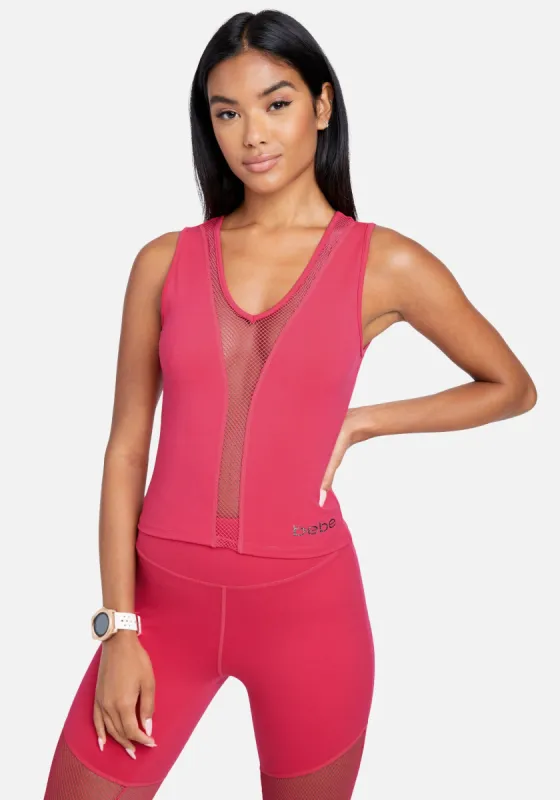 Mesh Combo Bebe Logo Sleeveless Top sold by Bebe