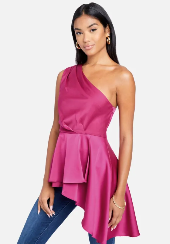 One Shoulder Asymmetric Hem Top sold by Bebe