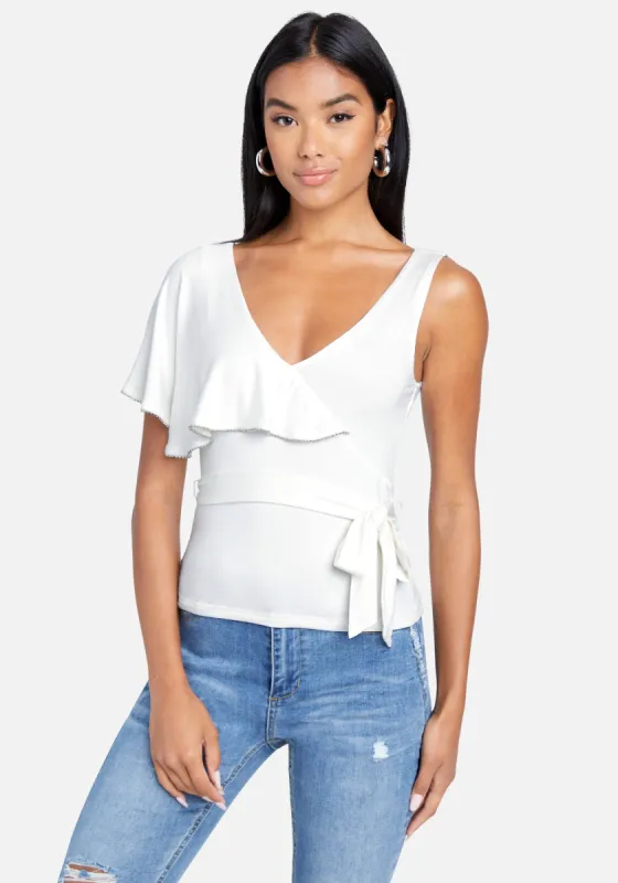 Flutter Sleeve Tie Waist Top sold by Bebe