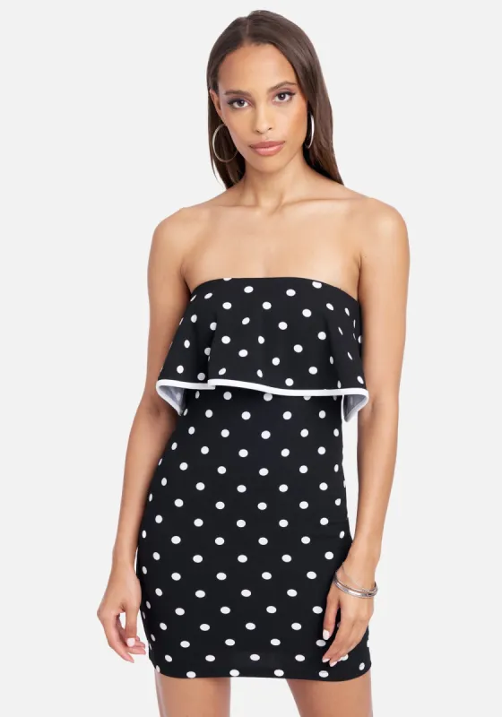 Strapless Popover Dot Dress sold by Bebe