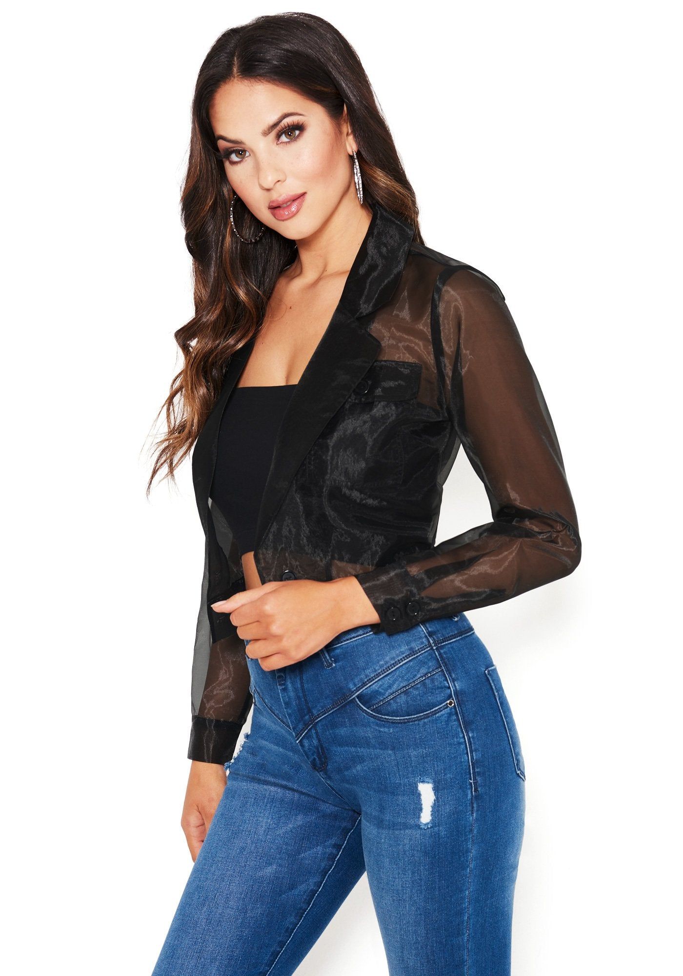 Organza Button Up Crop Jacket sold by Bebe product image thumbnail 2