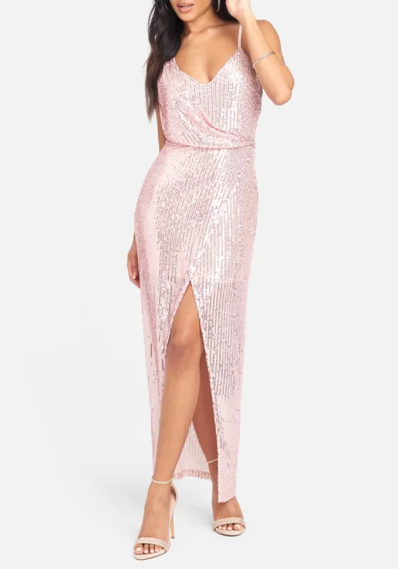 Sequin Slit Gown sold by Bebe