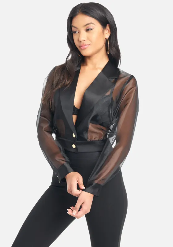 Organza Stretch Satin Jacket sold by Bebe