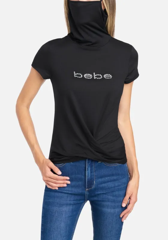 Bebe Logo Mock Neck Knot Front Tee sold by Bebe