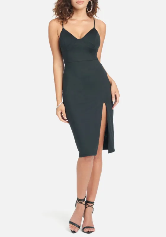 High Slit Knit Midi Dress sold by Bebe