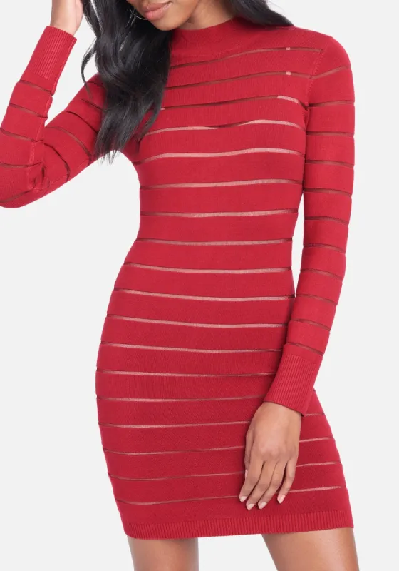 Sheer Stripe Sweater Dress sold by Bebe