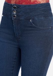 High Waisted Button Front Skinny Jeans sold by Bebe