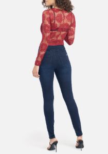 High Waisted Button Front Skinny Jeans sold by Bebe