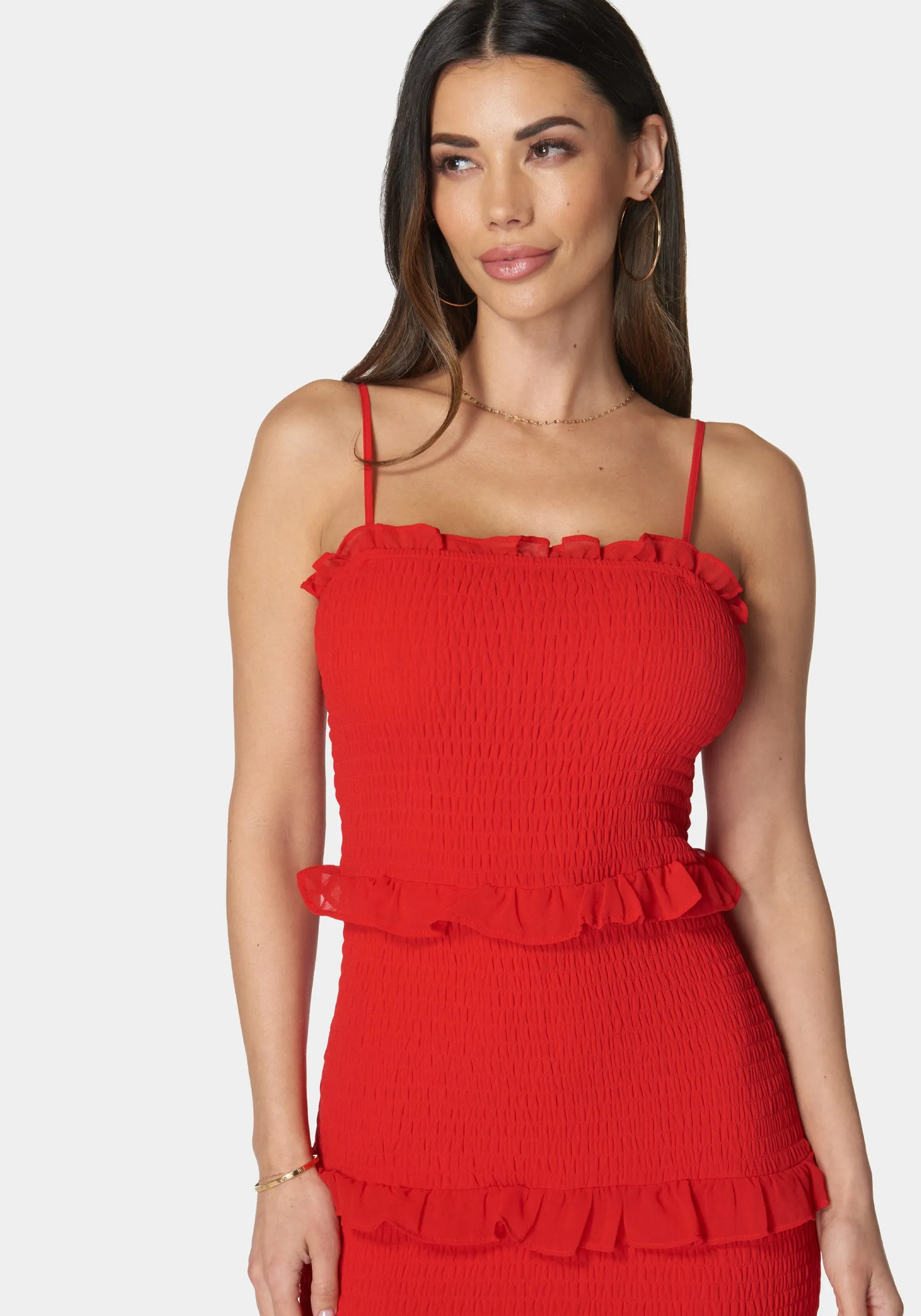 Georgette Smocked Midi Dress sold by Bebe product image thumbnail 4