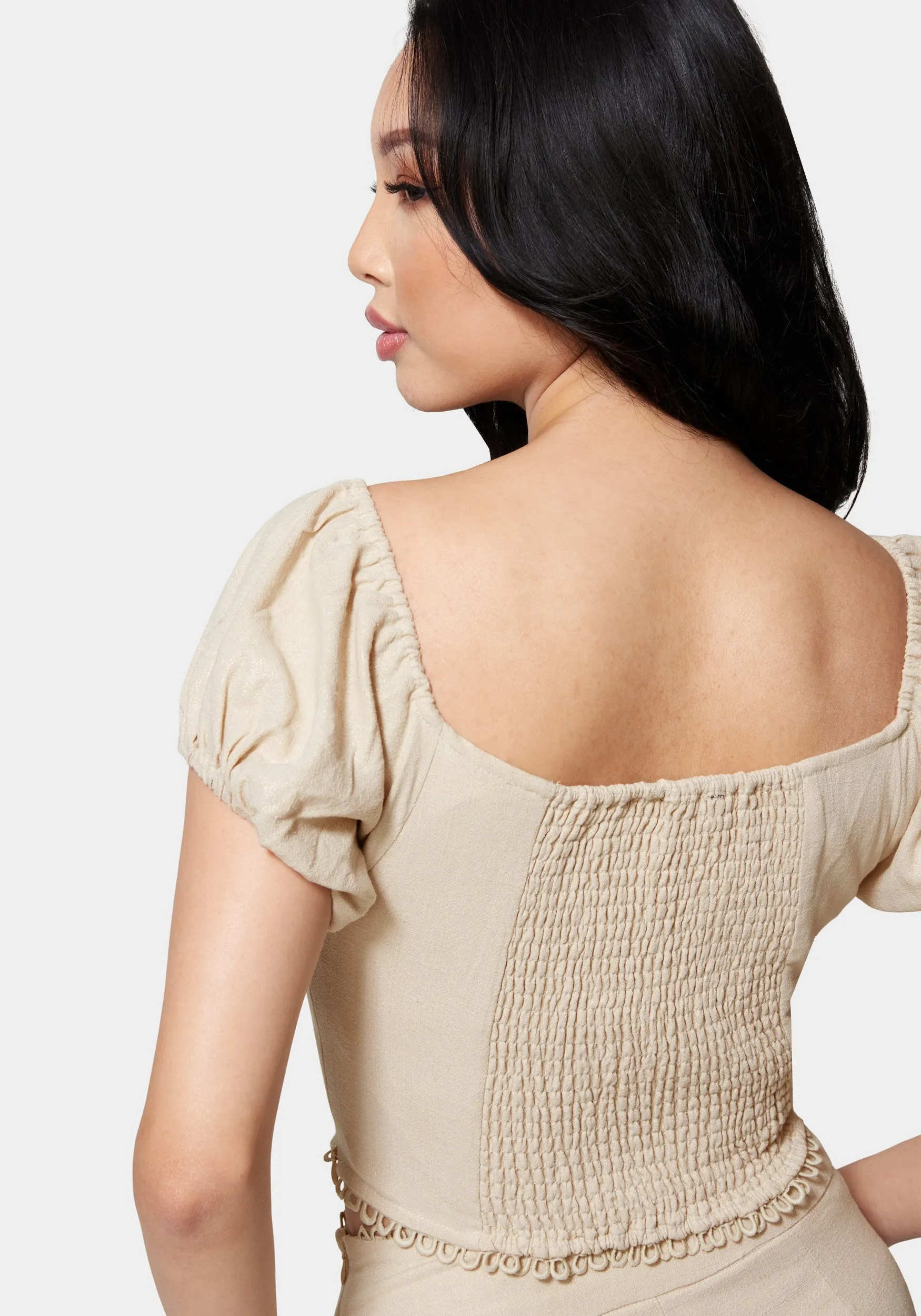 Metallic Linen Off Shoulder Blouse sold by Bebe product image thumbnail 3