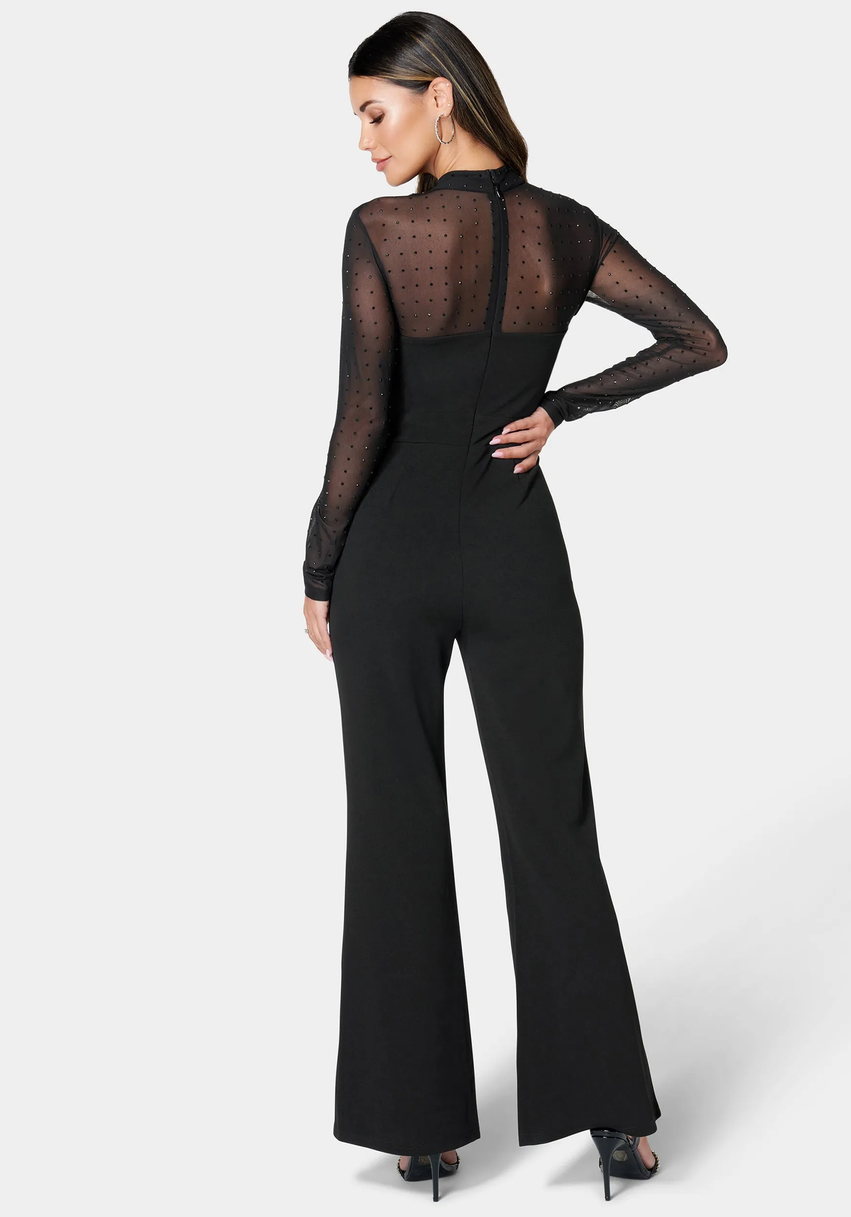 Sparkle Mesh Inset Jumpsuit sold by Bebe product image thumbnail 3