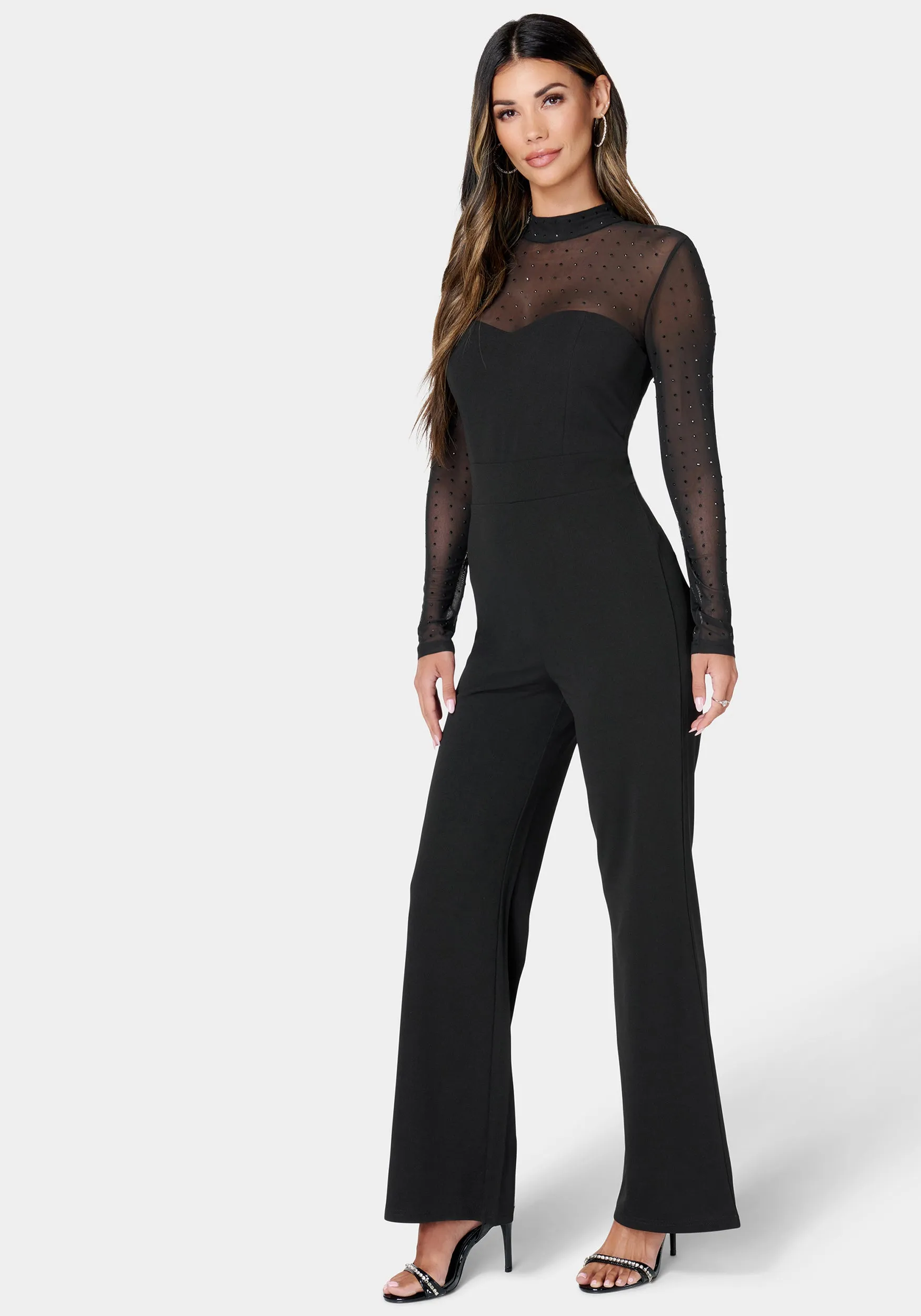Sparkle Mesh Inset Jumpsuit sold by Bebe product image thumbnail 2