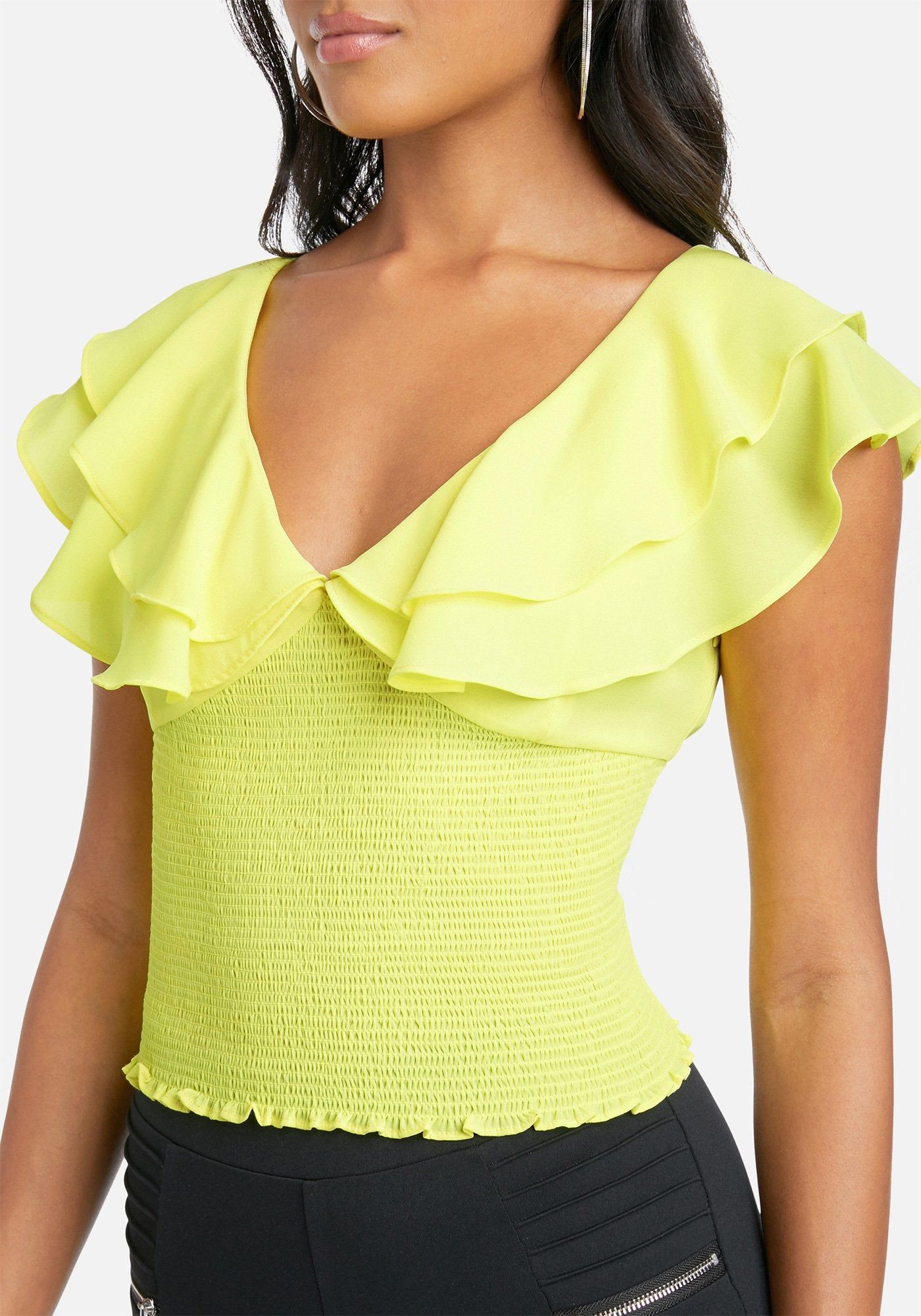 Chiffon Double Ruffle Top sold by Bebe product image thumbnail 4