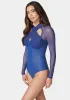 Coated Knit Combo Mesh Halter Neck Bodysuit sold by Bebe