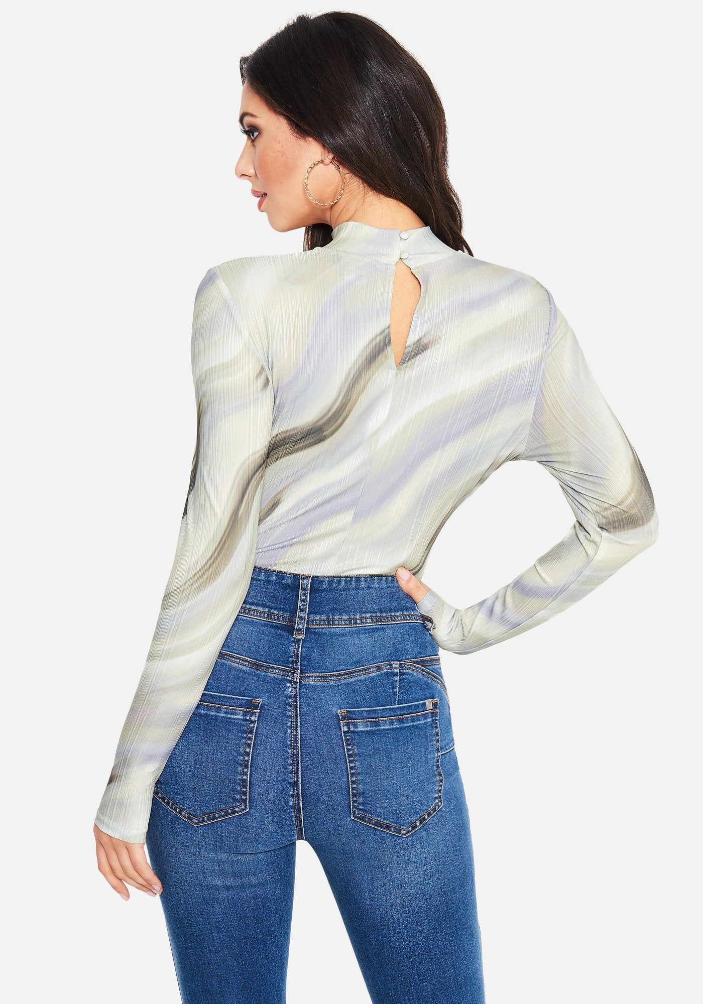 Printed Long Sleeve Mesh Party Top sold by Bebe product image thumbnail 3