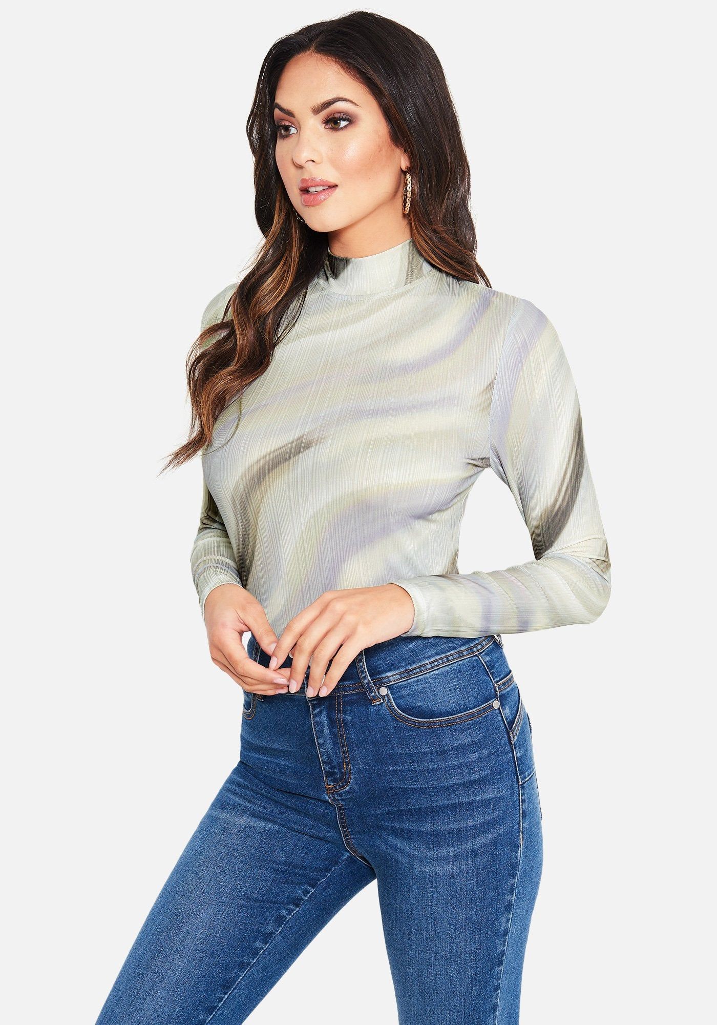 Printed Long Sleeve Mesh Party Top sold by Bebe product image thumbnail 2