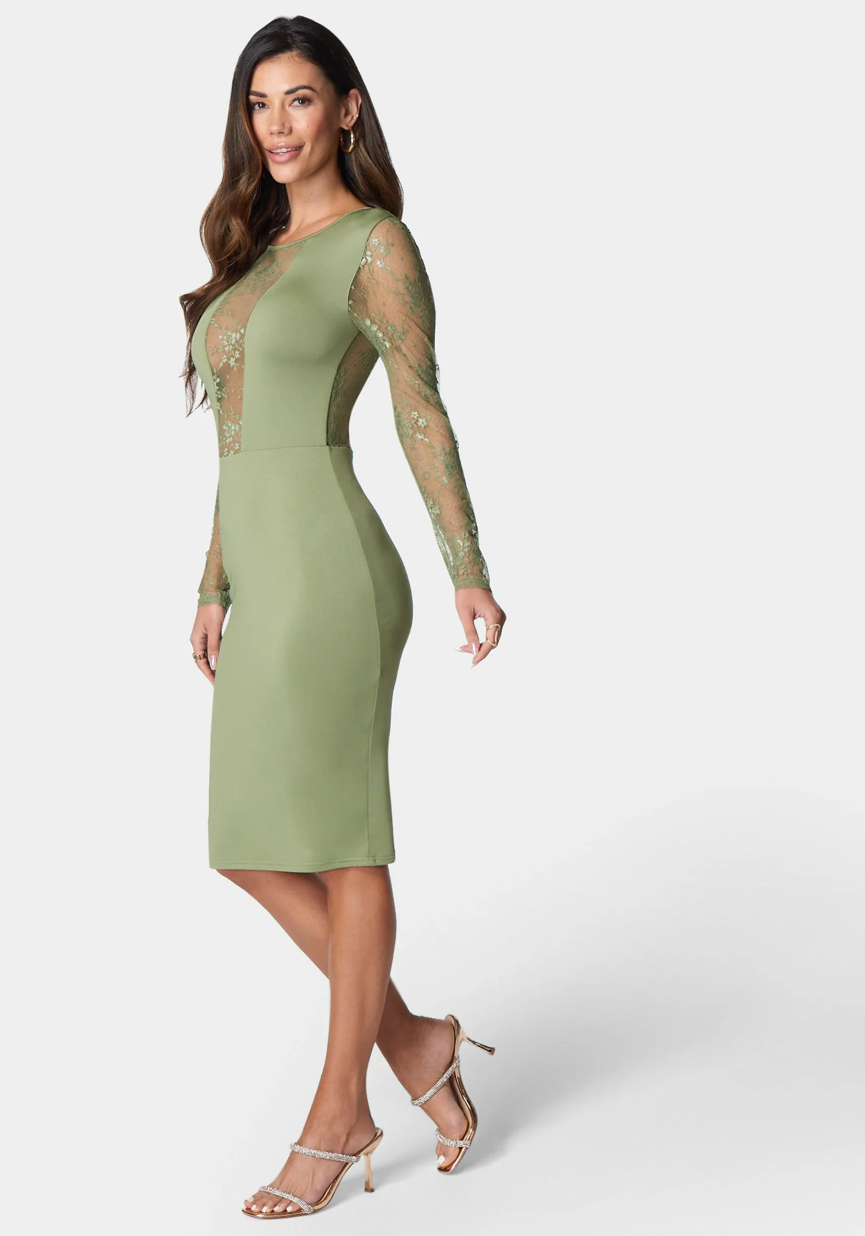 Lace Inset Midi Dress sold by Bebe product image thumbnail 2