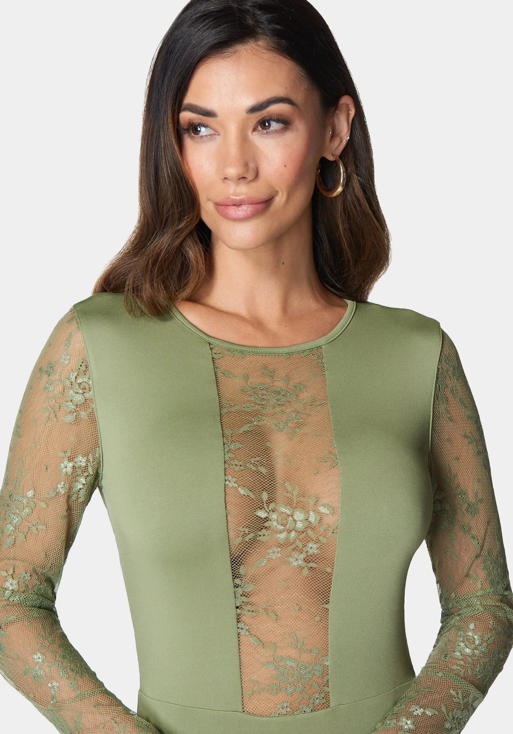 Lace Inset Midi Dress sold by Bebe product image thumbnail 4