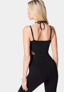 Mesh Combo Strappy Halter Bodysuit sold by Bebe
