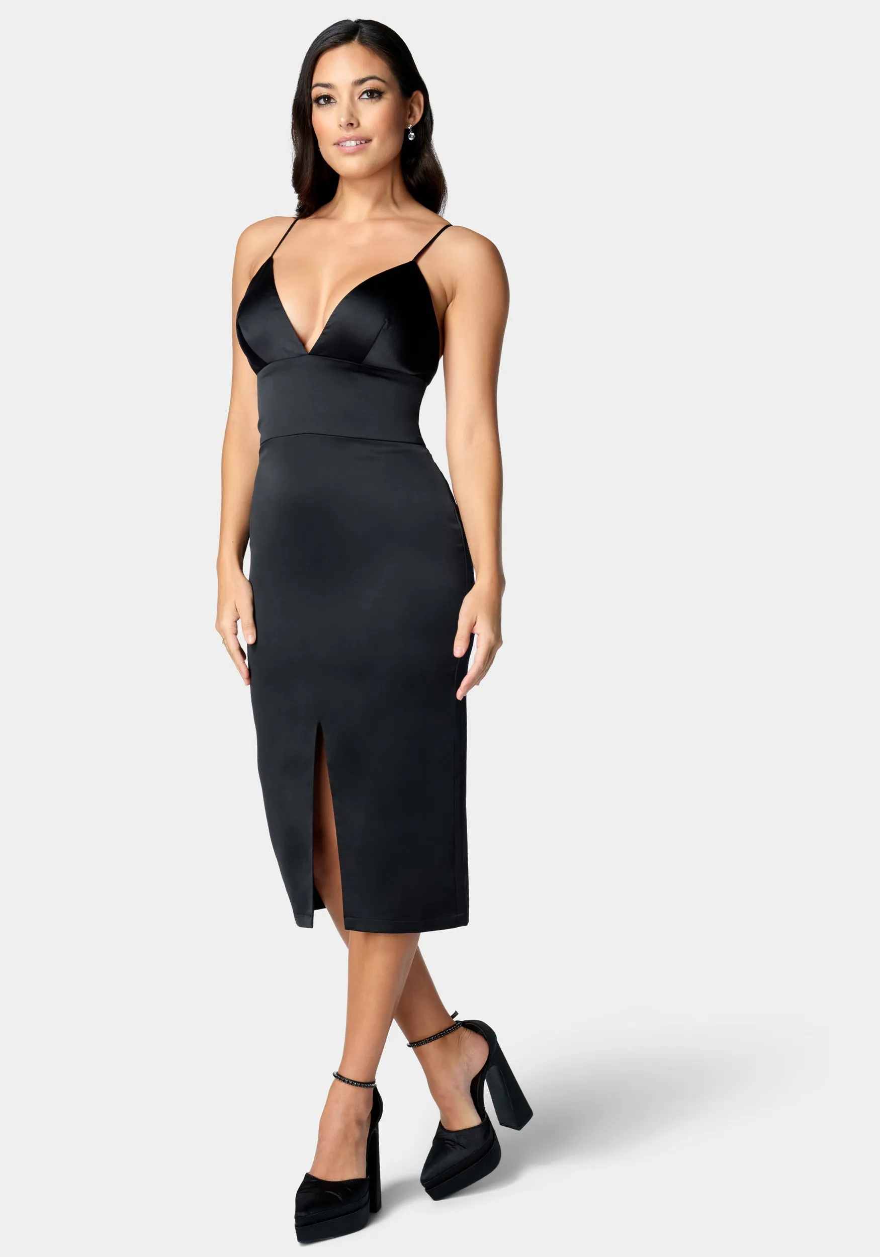 Satin Hi Slit Midi Dress sold by Bebe product image thumbnail 2