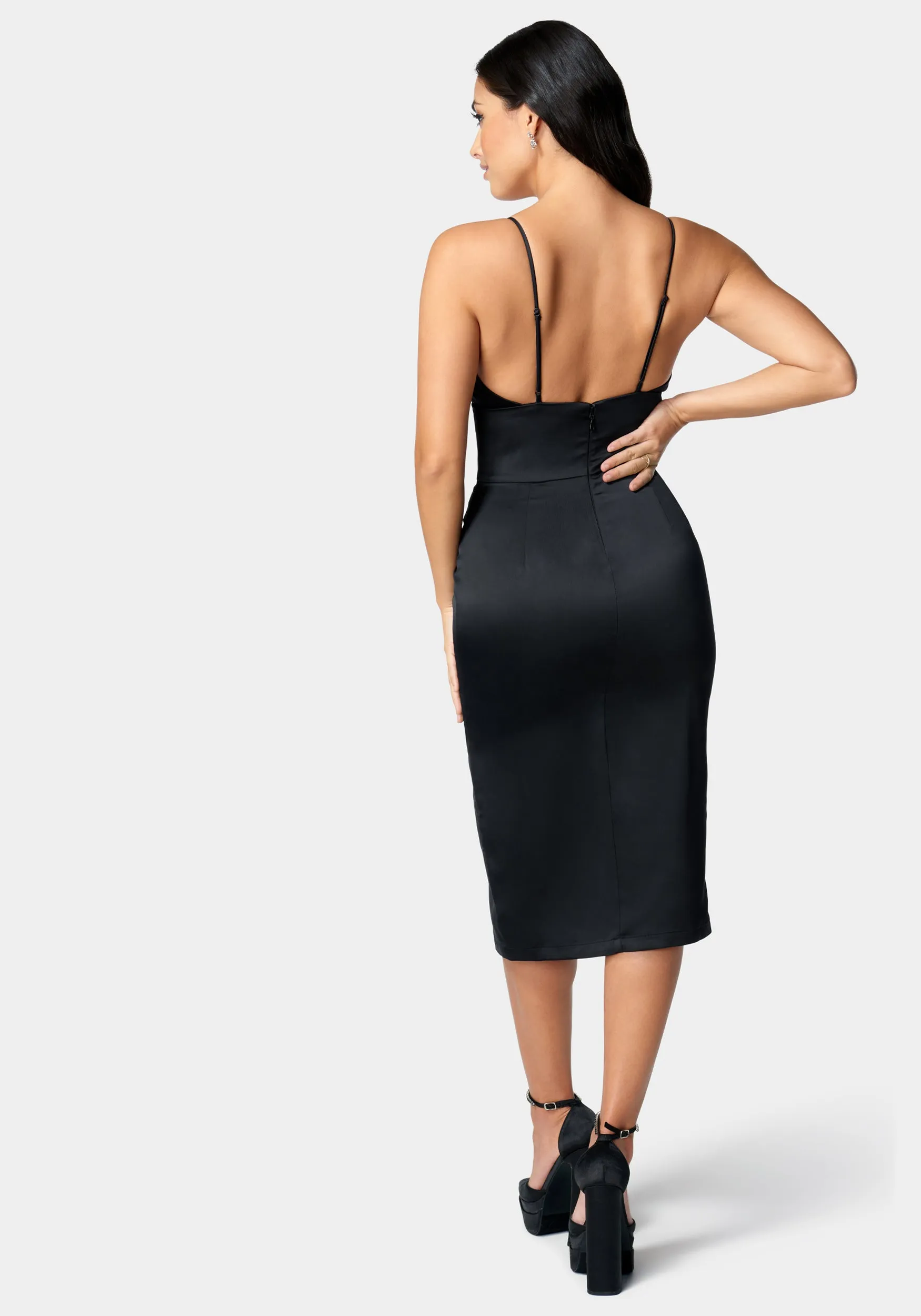 Satin Hi Slit Midi Dress sold by Bebe product image thumbnail 3