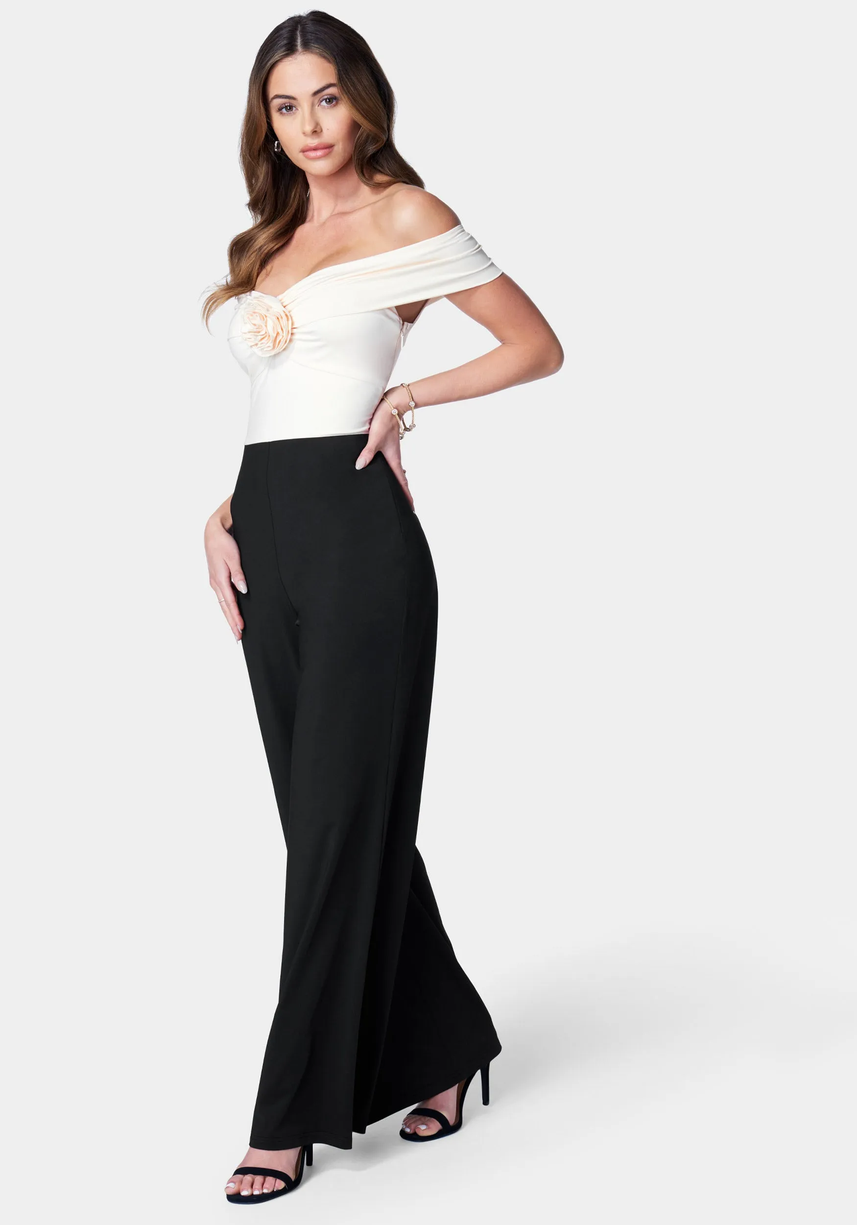 Off Shoulder Rosette Jumpsuit sold by Bebe product image thumbnail 2