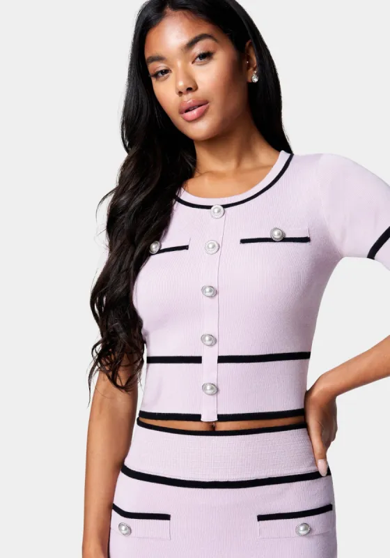 Button Front Crop Sweater sold by Bebe