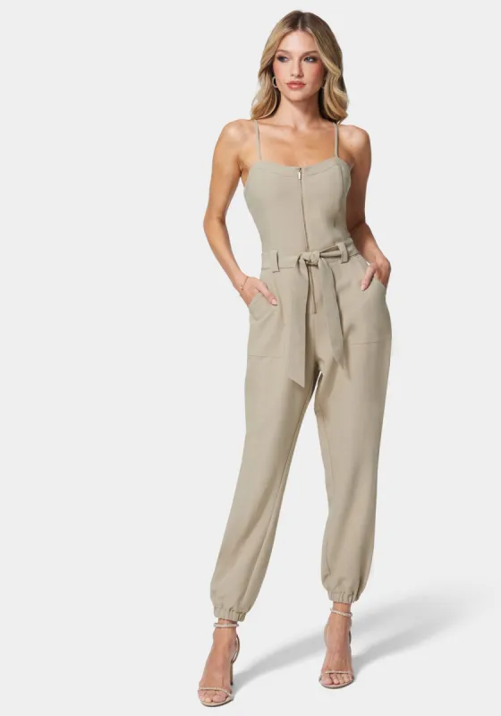 Zip Front Bustier Jumpsuit sold by Bebe