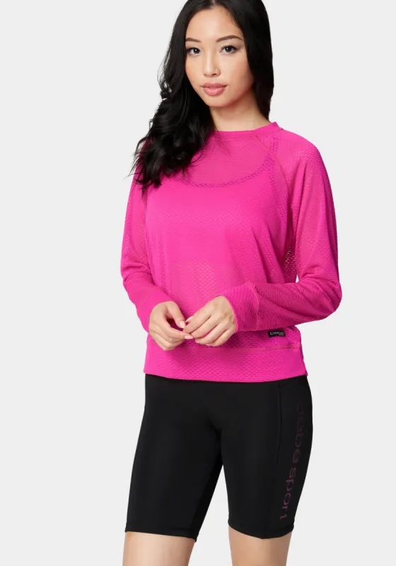 Bebe Logo Mesh Long Sleeve Top sold by Bebe