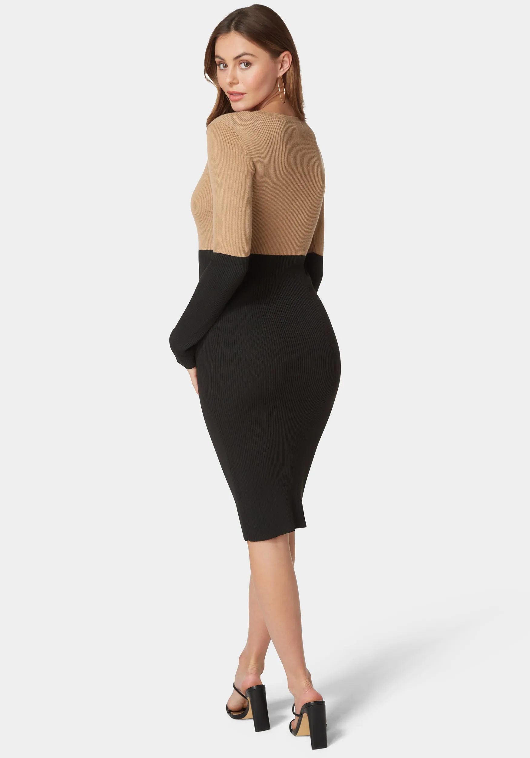 Midi Color Block Sweater Dress sold by Bebe product image thumbnail 3