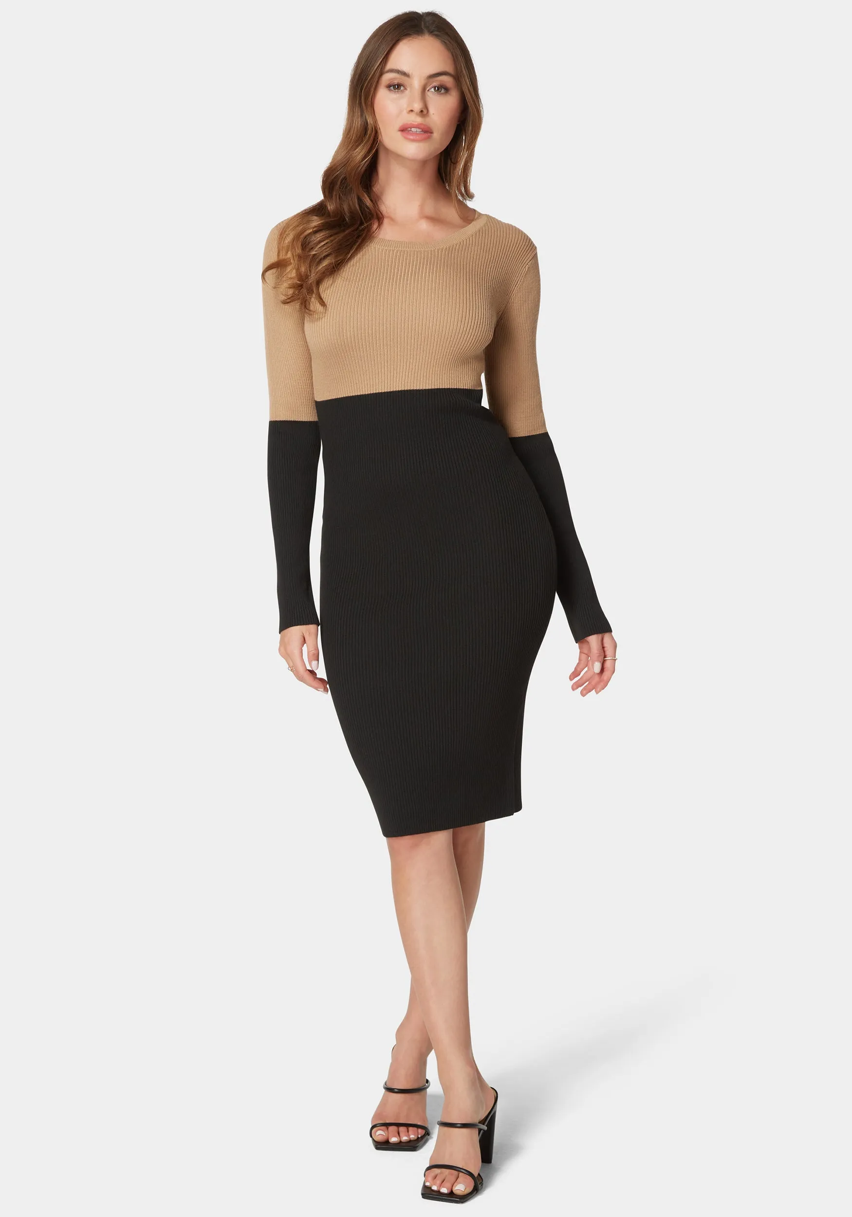 Midi Color Block Sweater Dress sold by Bebe