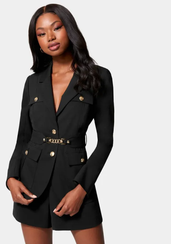 Cotton Sateen Belted Pocket Jacket sold by Bebe