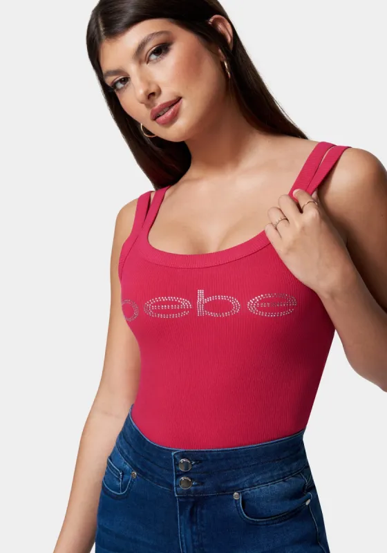 Bebe Logo Cropped Rib Top sold by Bebe