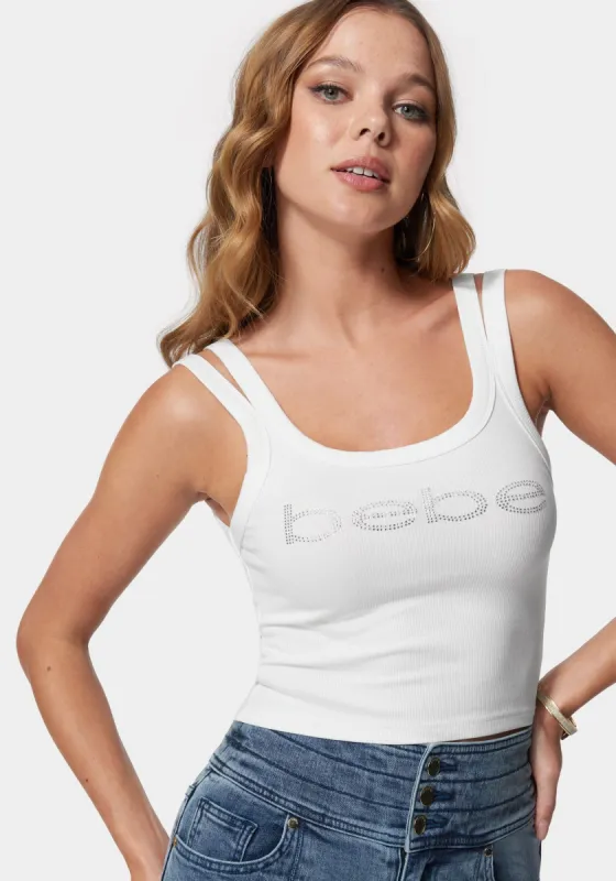 Bebe Logo Cropped Rib Top sold by Bebe