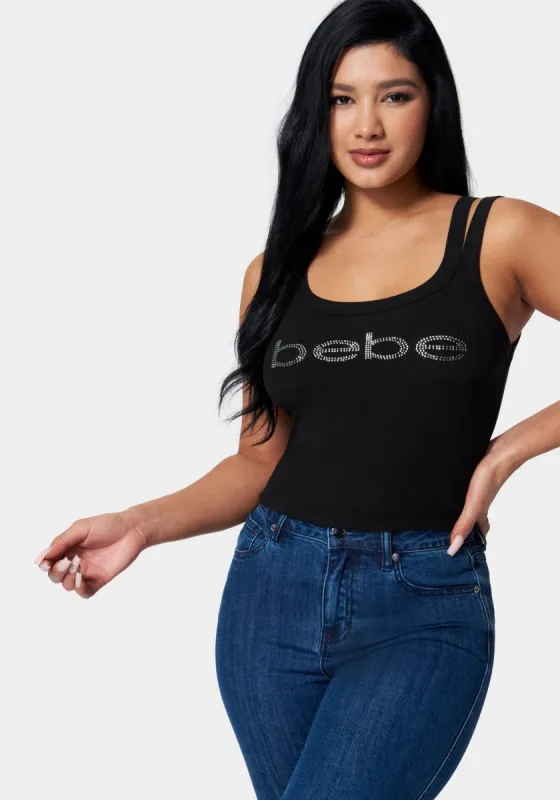 Bebe Logo Cropped Rib Top sold by Bebe
