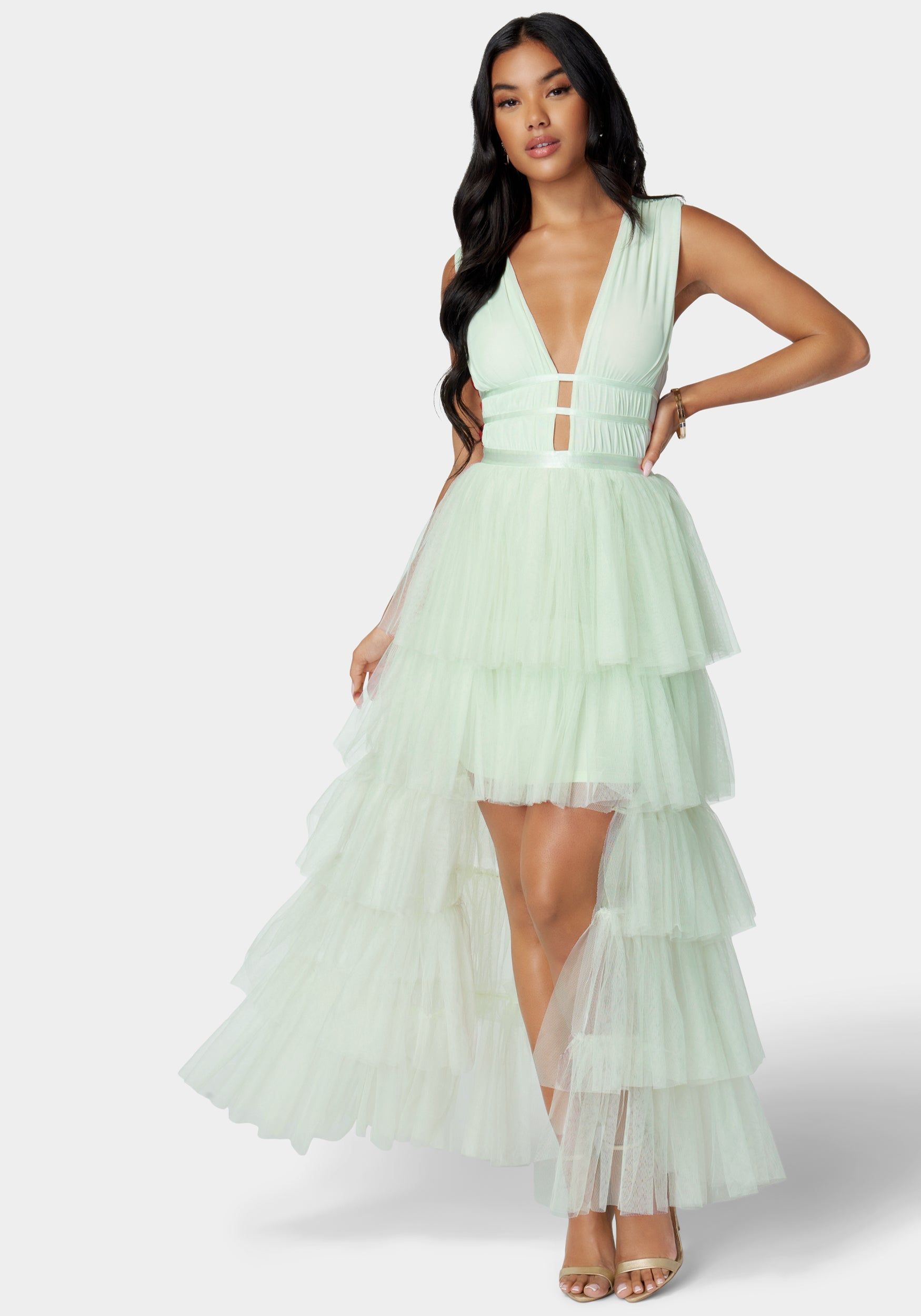 Tiered High Low Mesh Dress sold by Bebe product image thumbnail 2