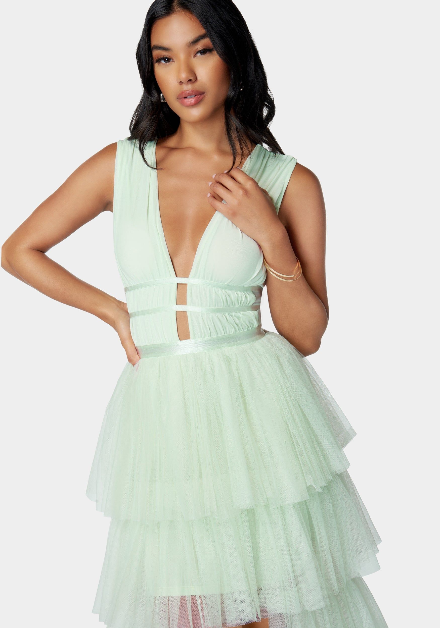 Tiered High Low Mesh Dress sold by Bebe product image thumbnail 5