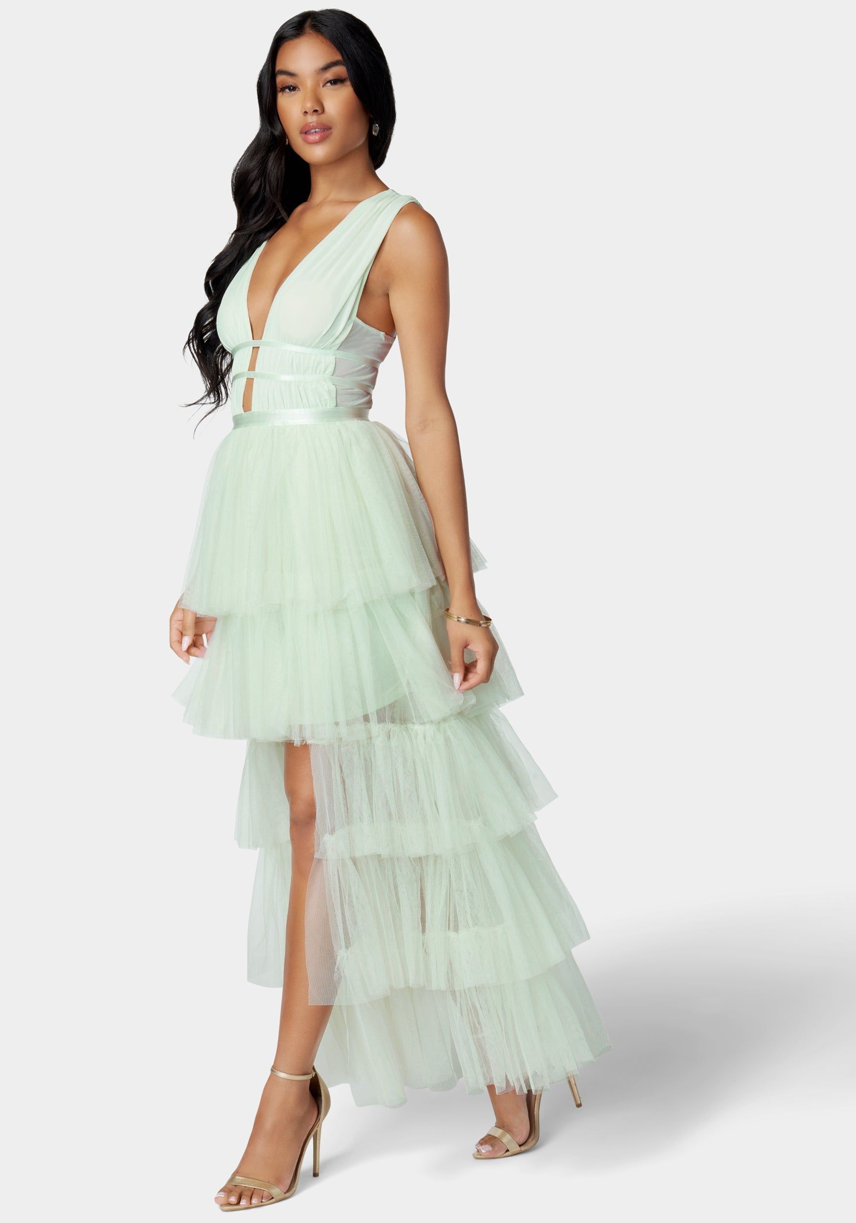 Tiered High Low Mesh Dress sold by Bebe product image thumbnail 3
