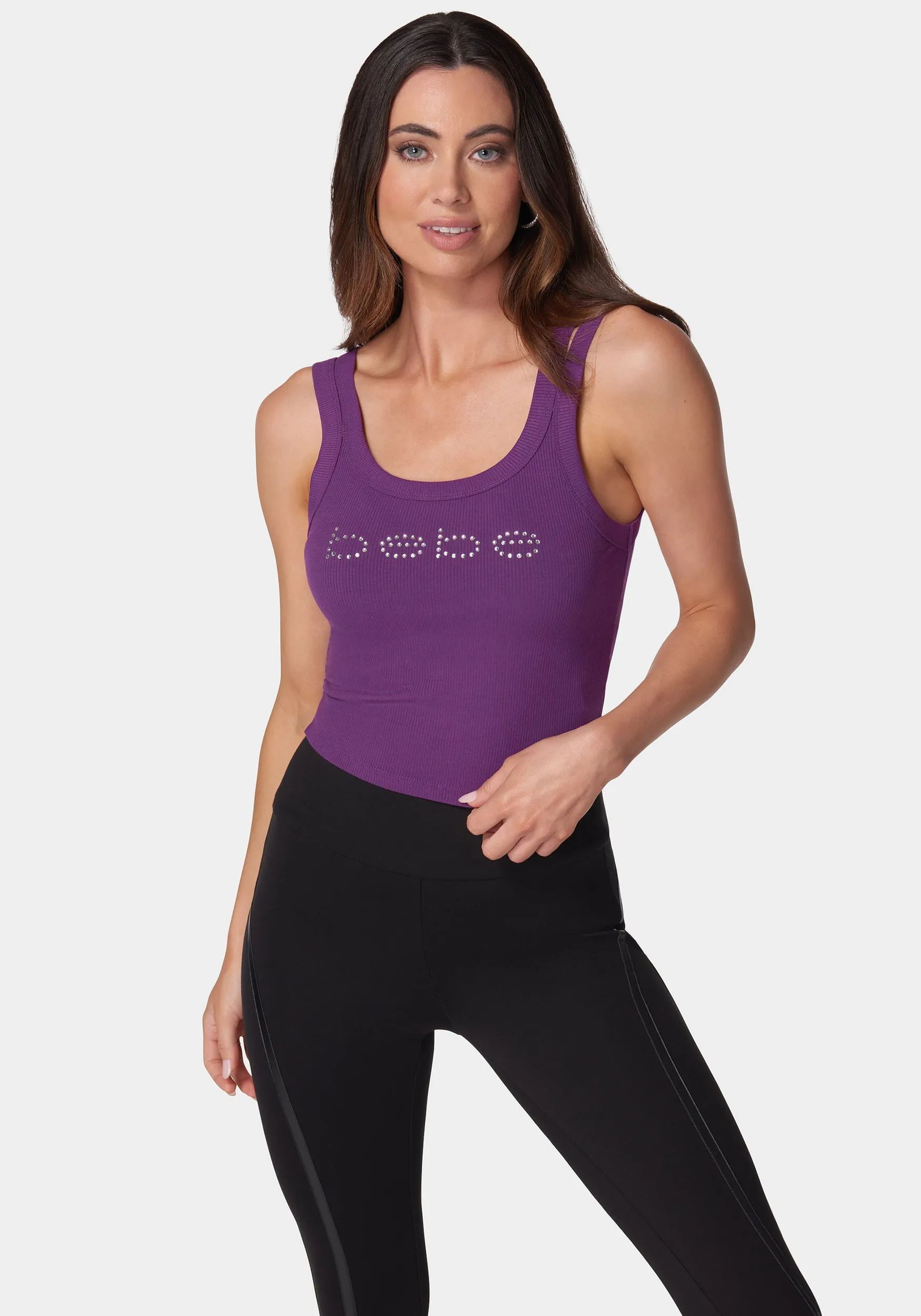 Bebe Logo Double Strap Single Stone Rib Top sold by Bebe