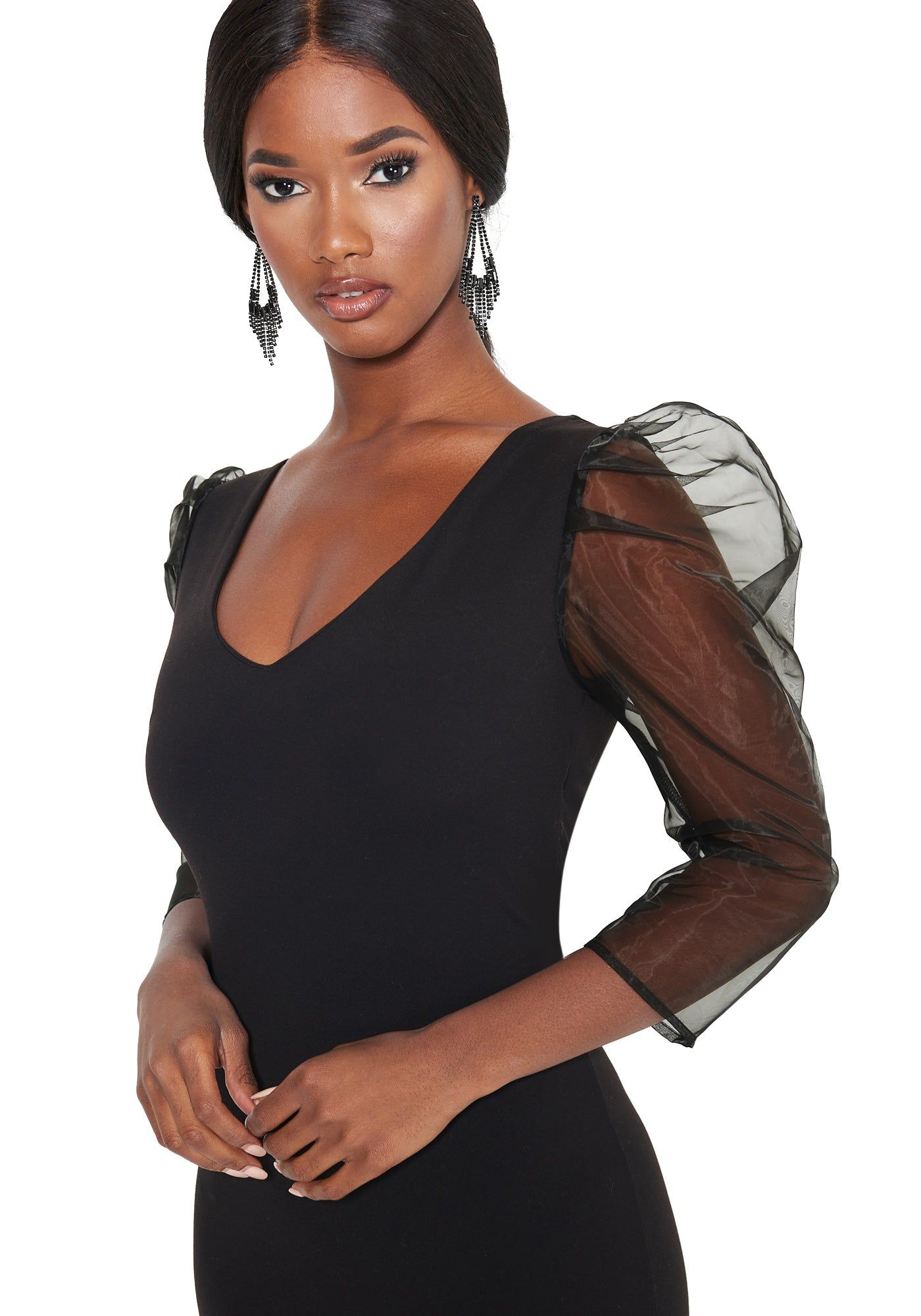 Puff Sleeve Bodycon Dress sold by Bebe product image thumbnail 4