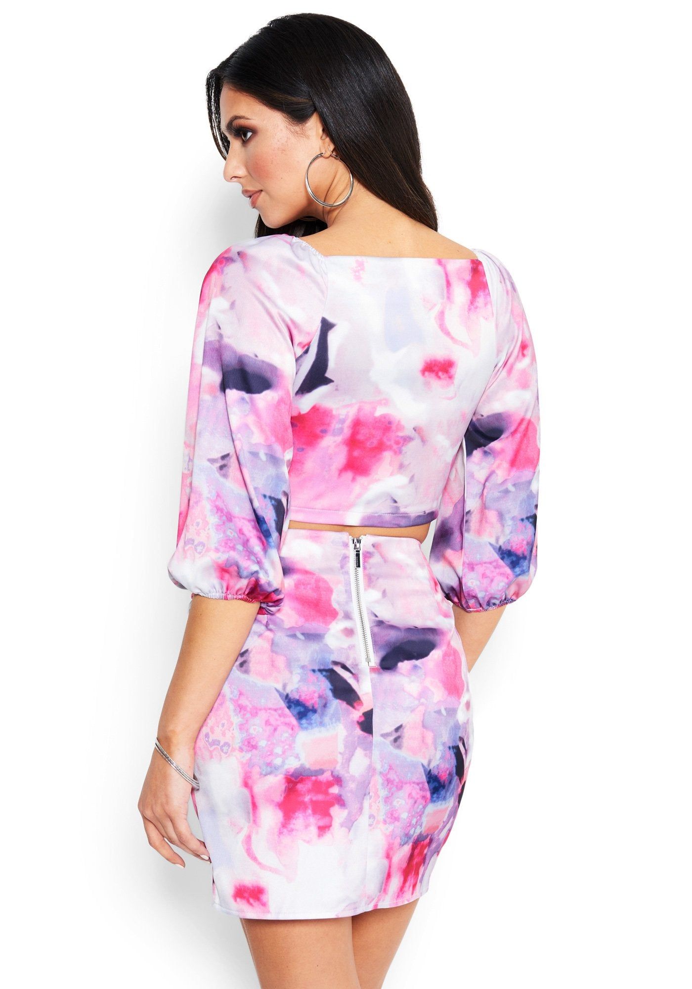 Printed Satin Tie Front Crop Top sold by Bebe product image thumbnail 2