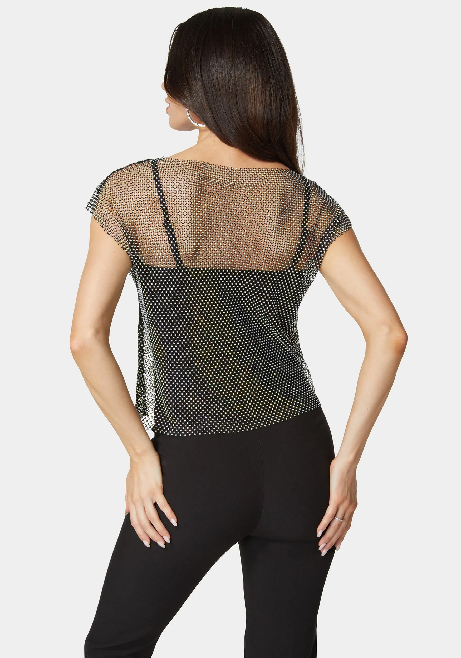 Rhinestone Fishnet Top With Knit Tank sold by Bebe product image thumbnail 3